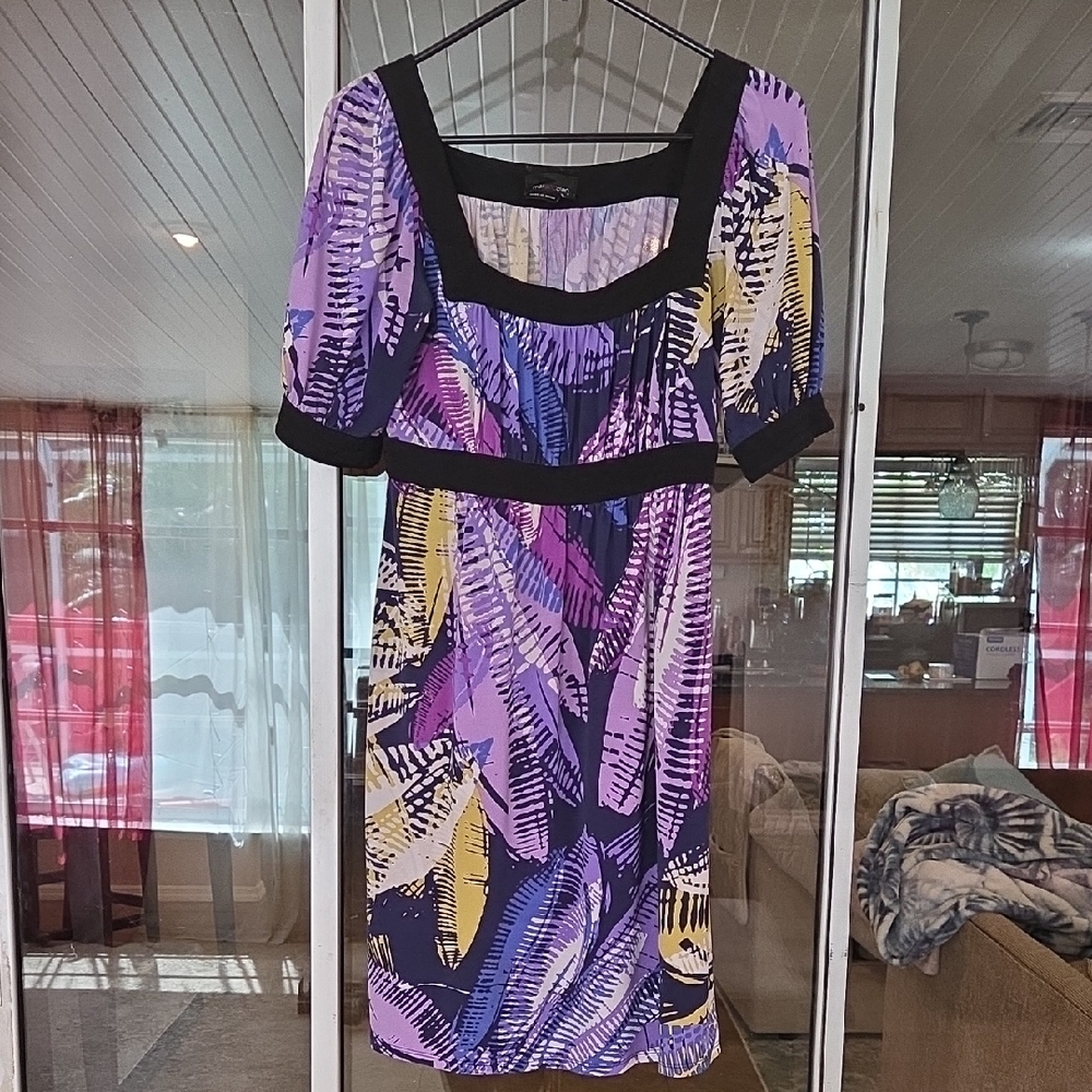 Max & Cleo Purple and Black Midi Dress